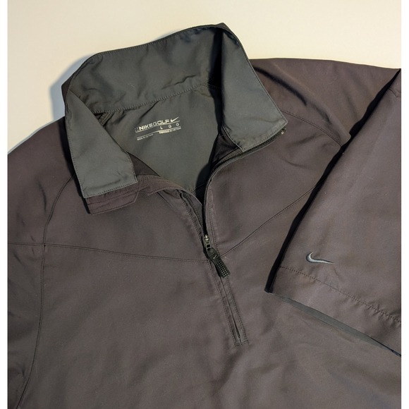 Nike Golf Windbreaker Jacket Mens L Black Quarter Zip Short Sleeve VERY NICE! - Picture 2 of 7